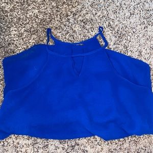 MINE Royal Blue Satin Flowy Business Tank Top